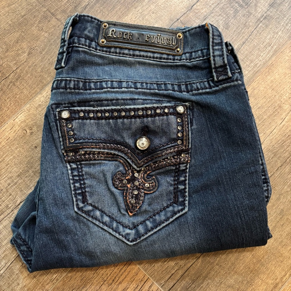 Rock Revival Women's Size 30 Betty Easy Ankle‎ Skinny Dark Blue Jeans